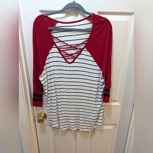Striped Red and White Women's Top